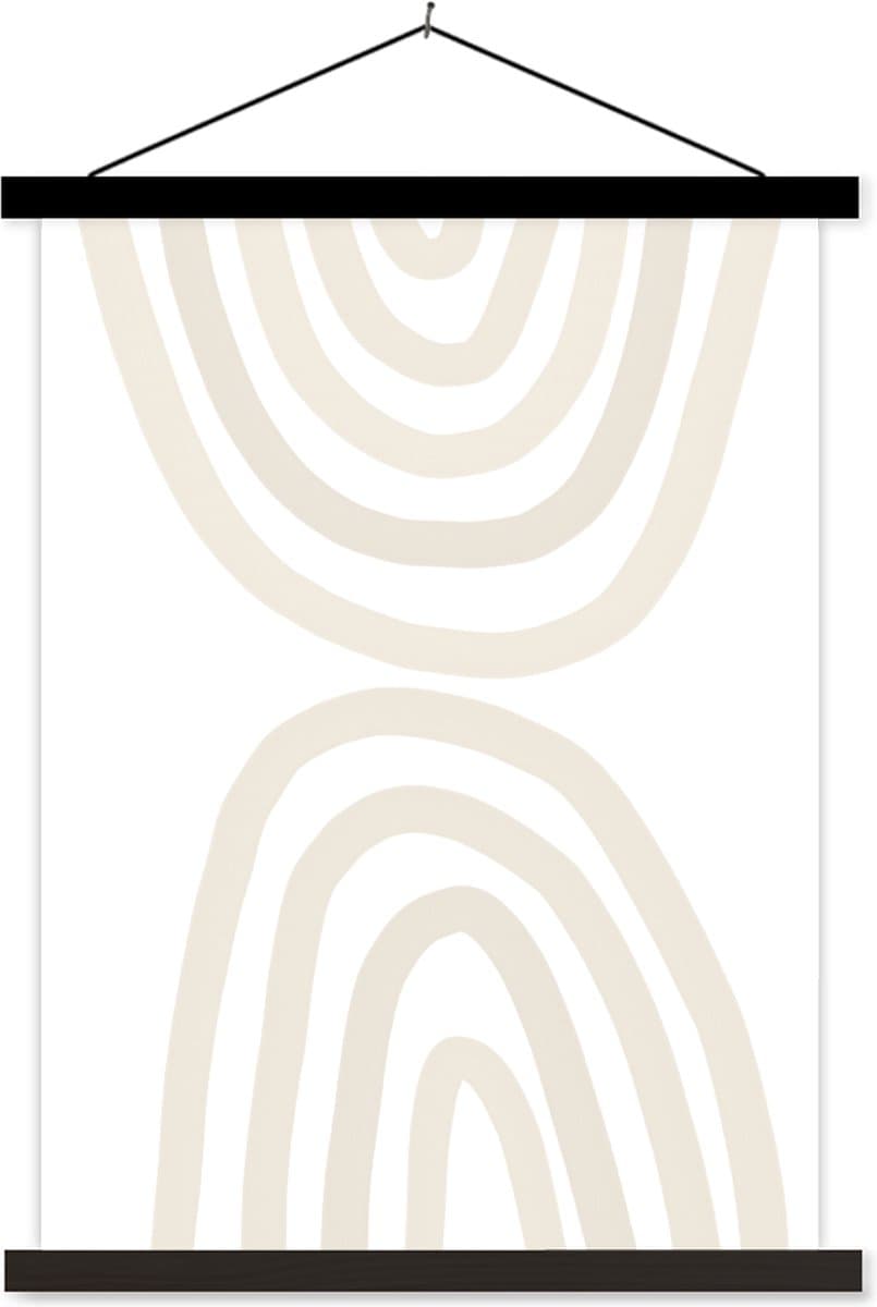 Posterhanger incl. Poster 60x80 cm - Schoolplaat - Regenboog - Pastel - Design - Abstract - Textielposter - Zwarte latten