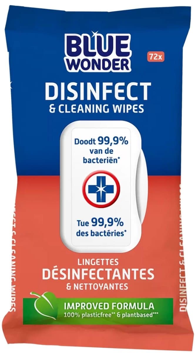Blue Wonder Desinfectie Reiniger Doekjes 72 stuks