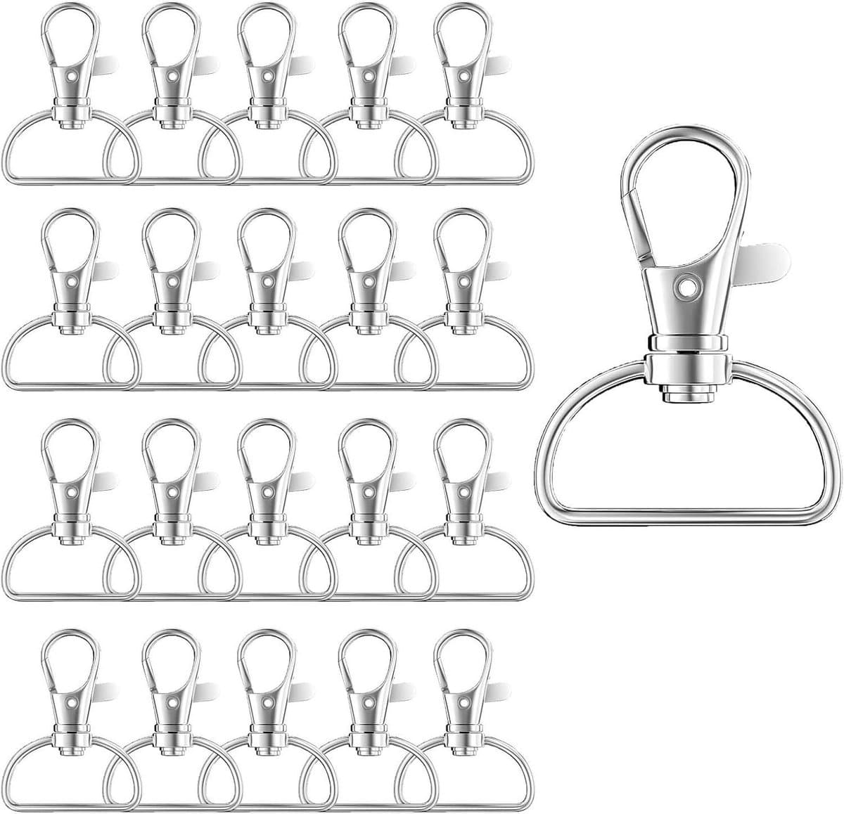 Set van 20 karabijnhaken voor sleutelhangers en DIY-sieraden