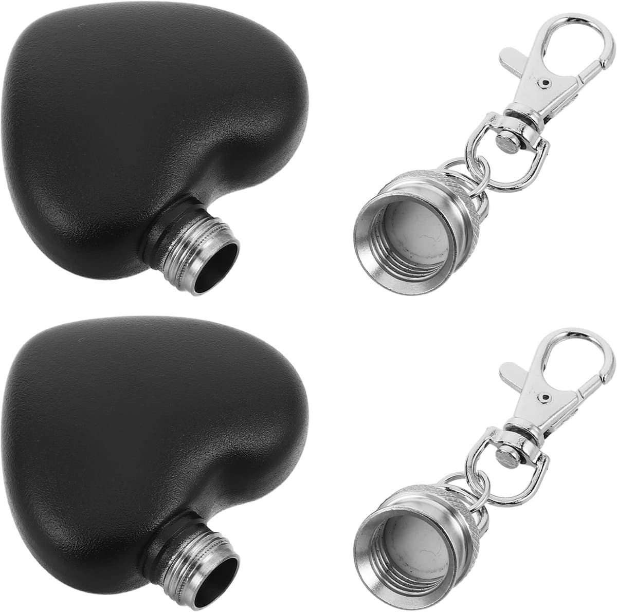 2 Stuks Roestvrijstalen Hartvormige Heupfles Sleutelhanger Compacte Draagbare Zakfles met Ophangclip voor Outdoor Camping Festivals Wandelen Lekvrije Mini Alcoholfles voor Whisky