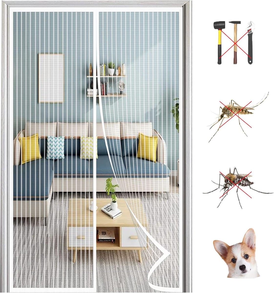 Vlieg Insect Screen Deur, Mute Automatische Sluiting Vlieggordijn, Wasbaar Mesh Gemakkelijk te installeren Vliegschermen Deur, voor Woonkamer Balkon