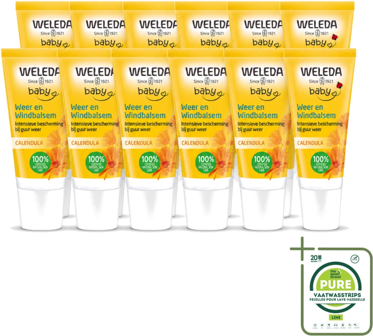 12 x WELEDA - Weer & Windbalsem - Baby & Kind Calendula - 30 ml - Grootverpakking - Babyhuid Beschermen - Winterbeschermende Balsem - Weersbeschermende Balsem - Gevoelige Huid - Calendula Balsem