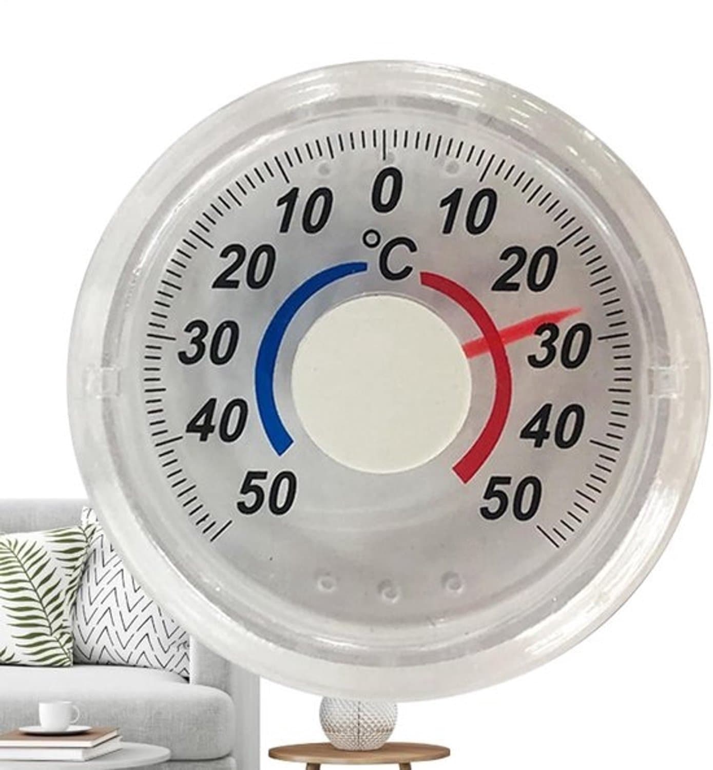 Raamthermometer Buitenthermometer - Weer meter - Temperatuur monitoren - Tweekleurige schaal - 10 cm - Transparant