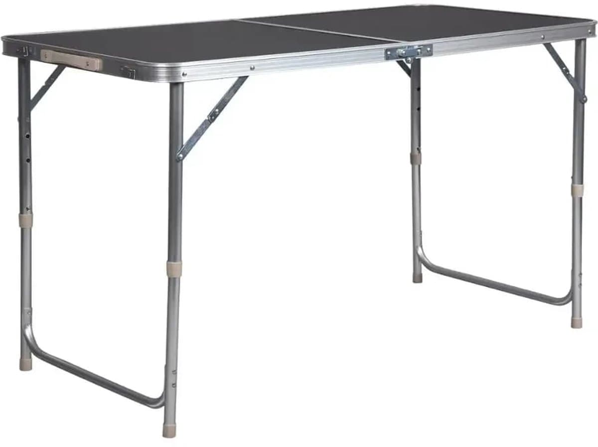 Klarven® Campingtafel Zwart - Opvouwbaar, Lichtgewicht en In Hoogte Verstelbaar - Draaggreep, Stevig Aluminium Frame, Draagvermogen 30 kg - L 120 x B 60 cm