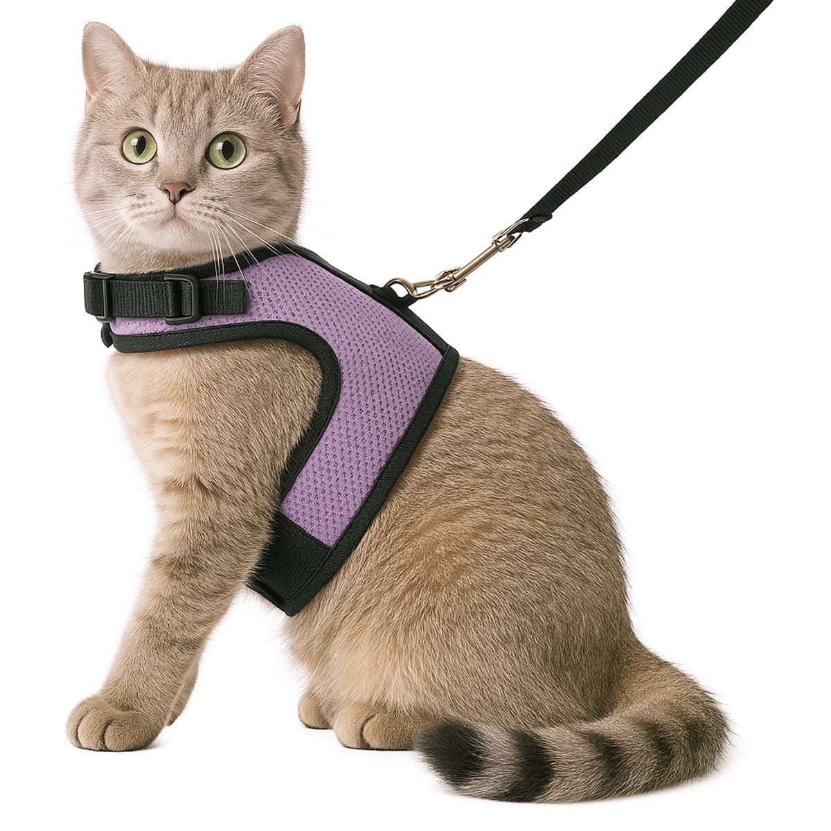 Zootic kattentuigje met looplijn - Kattenharnas violet maat L - Halsomvang 24-33cm & Borstomvang 36-41cm