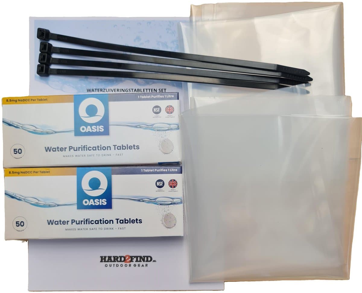 Oasis® - Waterzuiveringstabletten Set - 100 stuks - Compleet pakket voor het zuiveren van 100 liter water