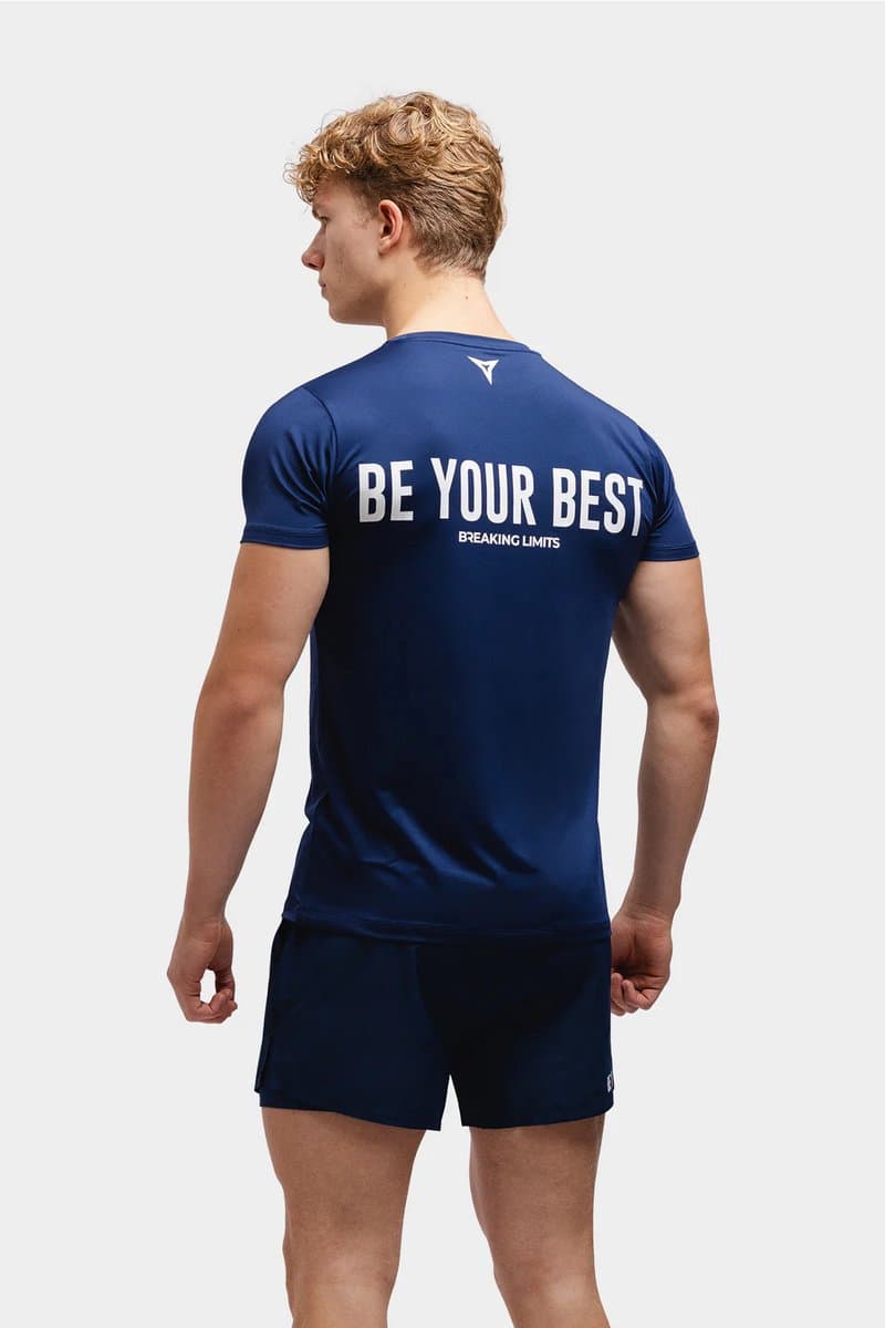Breaking Limits T-Shirt Pro Edition Heren – Muscle Fit Mouwen – Ademend & Comfortabel – Navy Blue – Maat S
