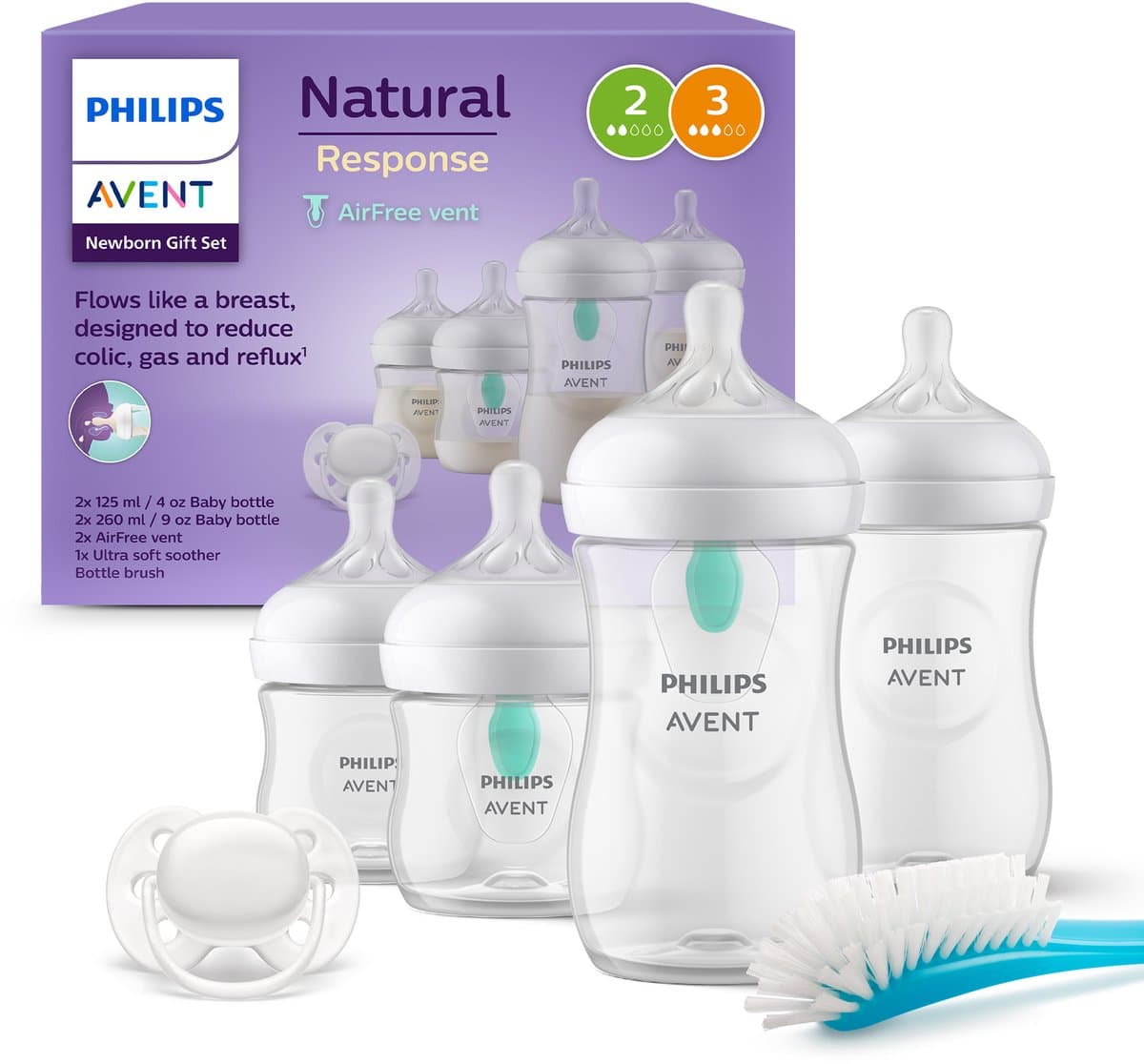 Philips Avent Natural Response Fles - Startersset voor pasgeboren baby's SCD657/11 - Babyflessen met Anti-Koliek Speen