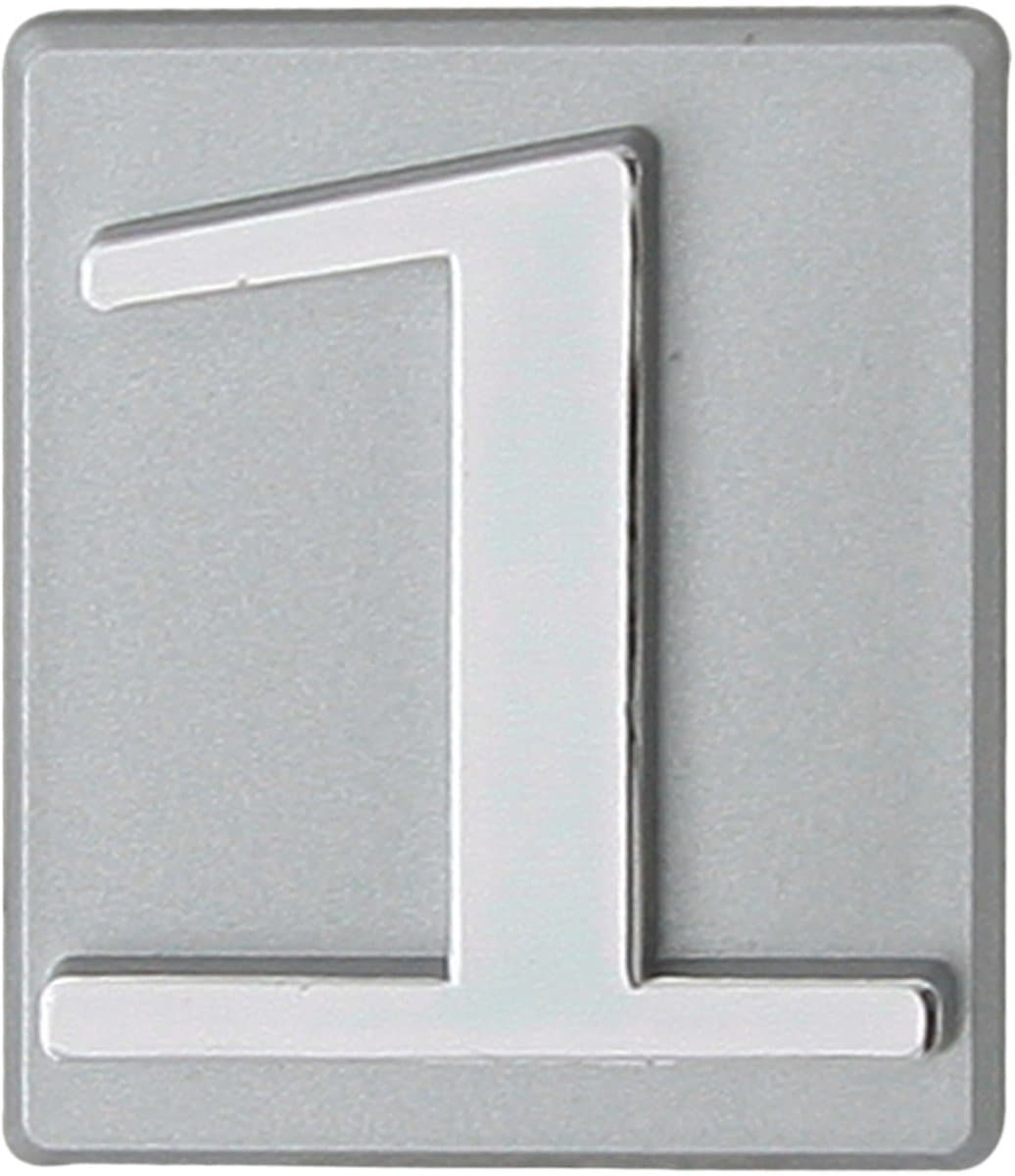 Domino® Deurnummer Zelfklevend INV - "1" - Zilver - Woonhuisnummer Hotelkamernummer 40x47mm - Huisnummer Brievenbus Adresnummer Stickers - Huisnummerplaatje - Deur en Kamernummer - Lockernummer