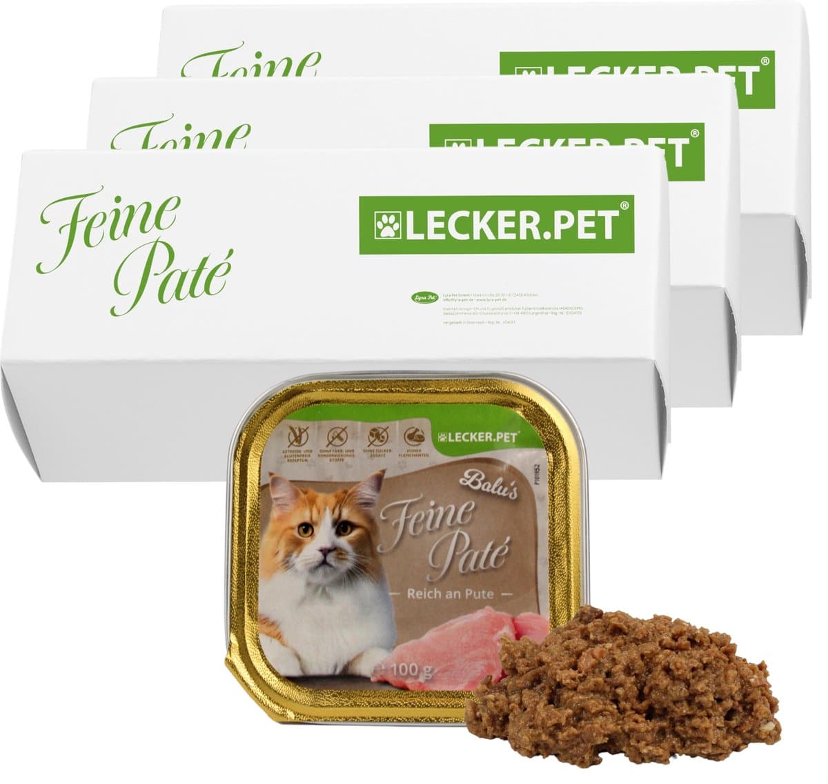 51 x 100 g Lecker.Pet® Balu's Feine Paté Reich an Pute kattenvoer natvoer compleet voer