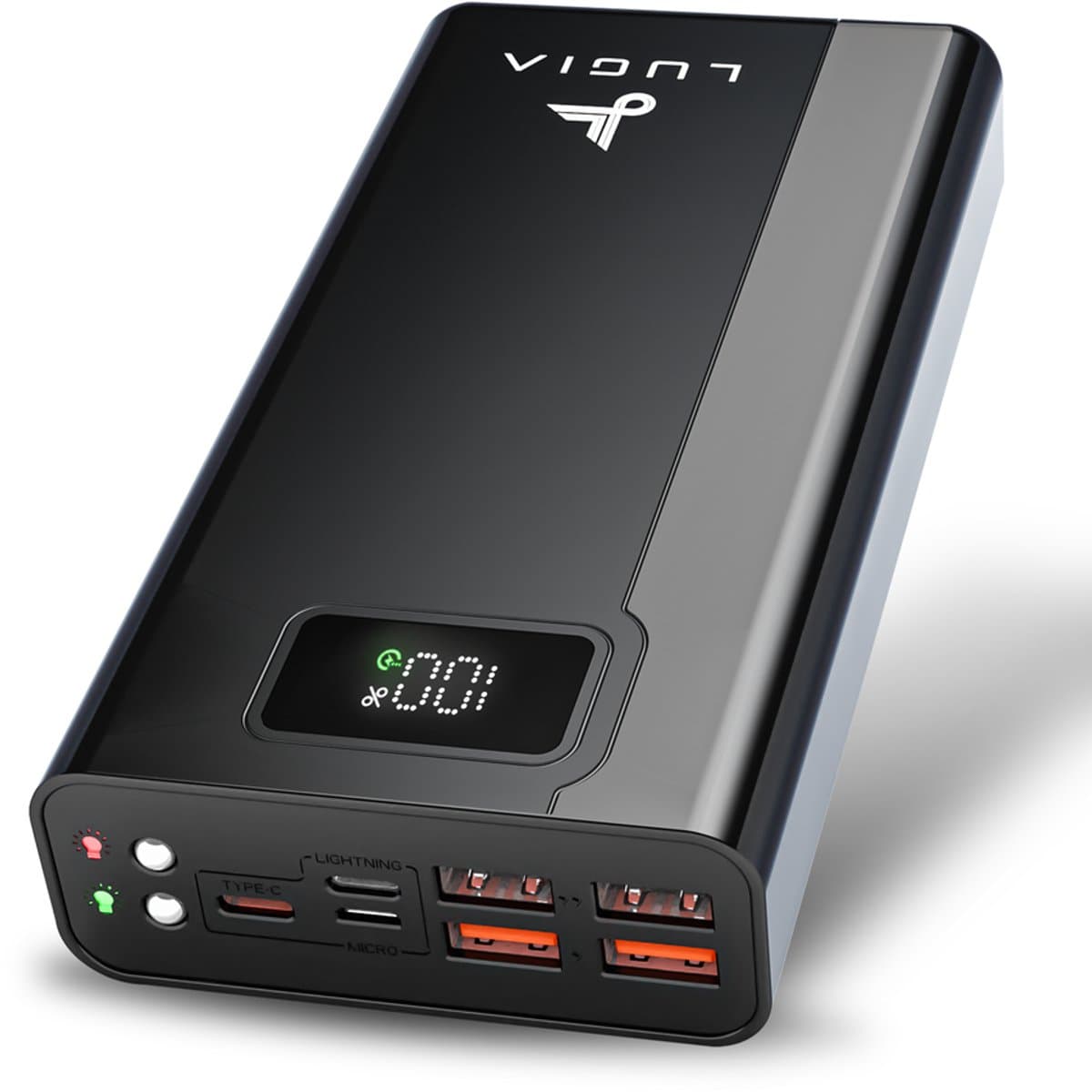 Lugia Powerbank Pro - 30.000 mAh - Snellaadfunctie 22,5W - Led display -USB A, USB C & Micro USB