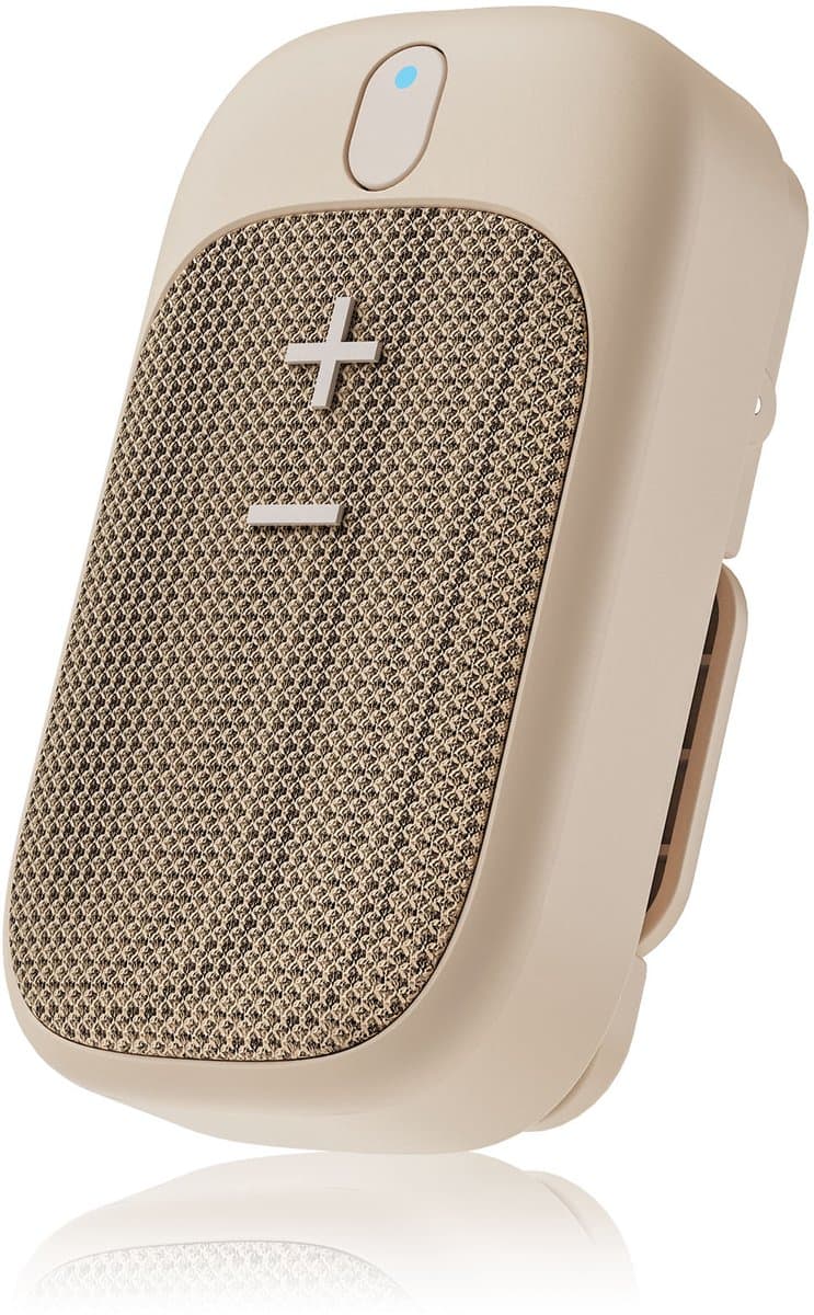 Caliber Draagbare Bluetooth Speaker – Mini Speaker Clip - Handsfree bellen - TWS - Waterdicht - Lichtgewicht - Beige (HPG101BE)