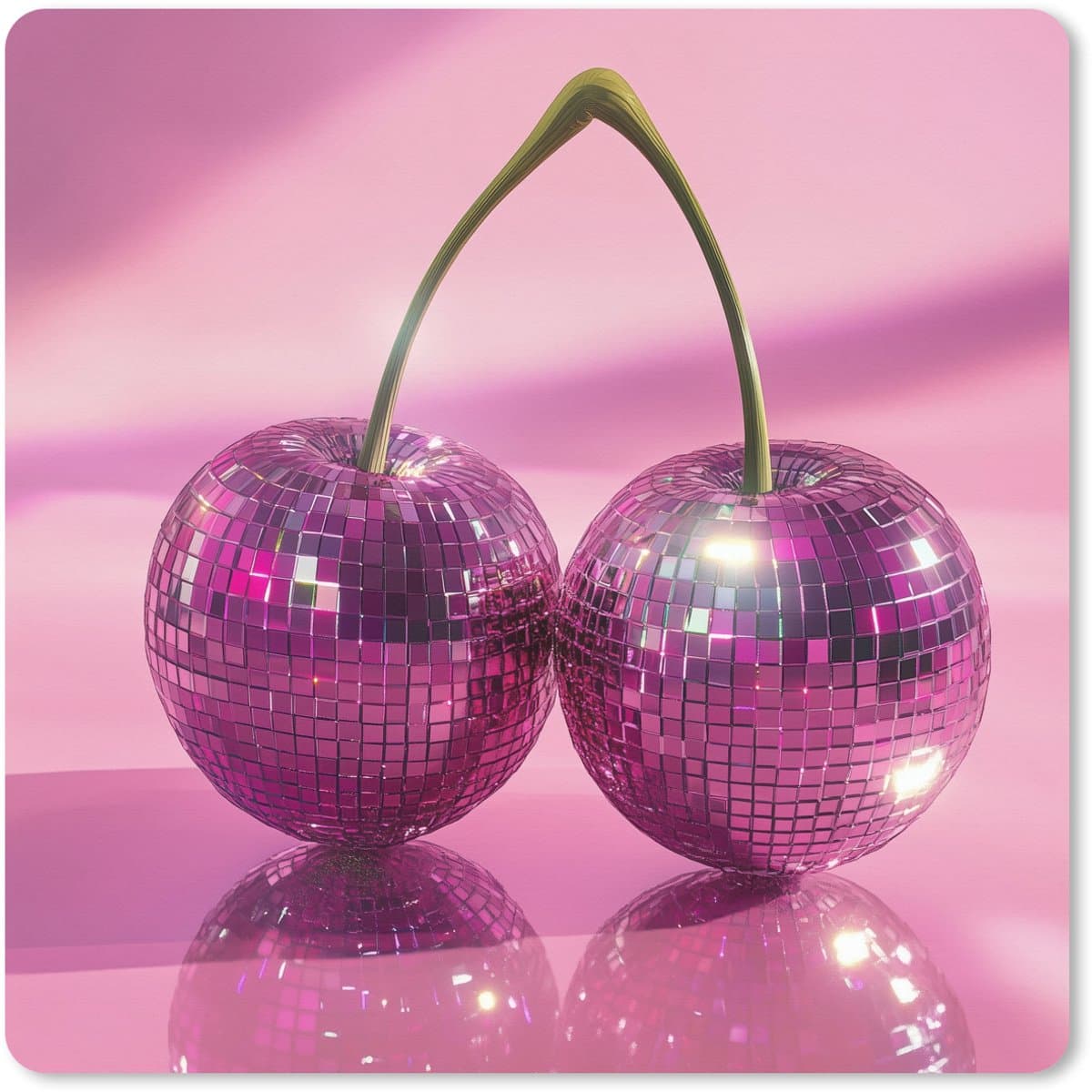 Muismat XXL 80x80 cm - Bureau onderlegger - Bureau mat Glitter - Discobol - Roze - Kersen - Bureaumat - Gaming mousepad xl - Bureaulegger groot - Computer deskmat