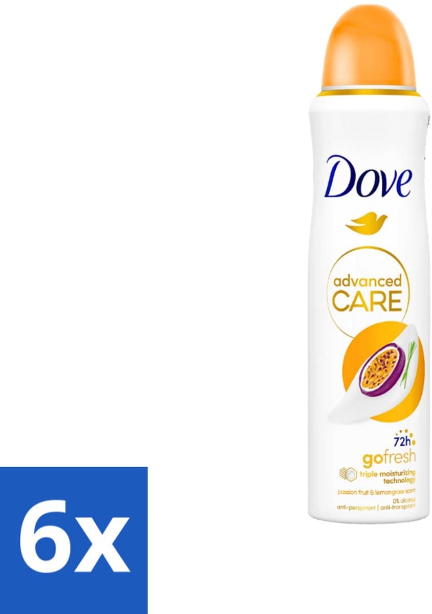Dove - Deospray - Passievrucht & Citroengras - 150 ml - Voordeelverpakking - 6 stuks