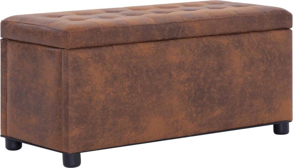 vidaXL Opberghocker van faux suede - Bruin, 87,5 cm