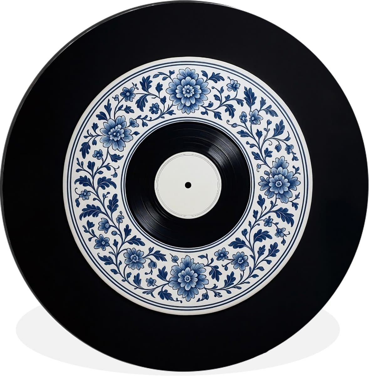 WallCircle - Wandcirkel - Muurcirkel - Vinyl - LP - Delfts Blauw - Muziek - Aluminium - Dibond - 120x120 cm - Binnen en Buiten XXL