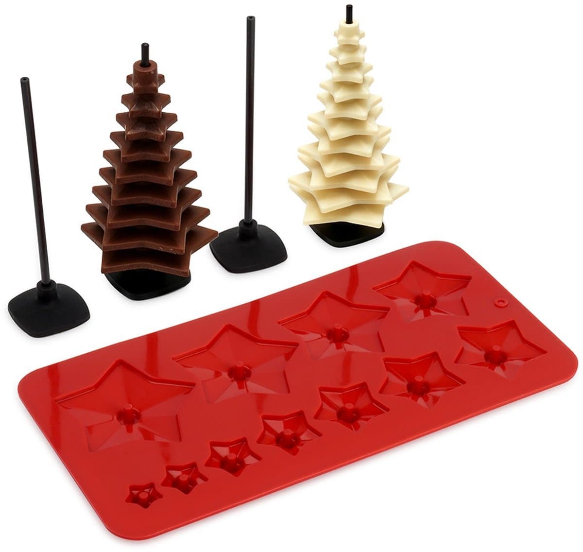 Chocoladevorm Silicone Kerstboom 9 delig - Chocoladereep - Chocolade mal