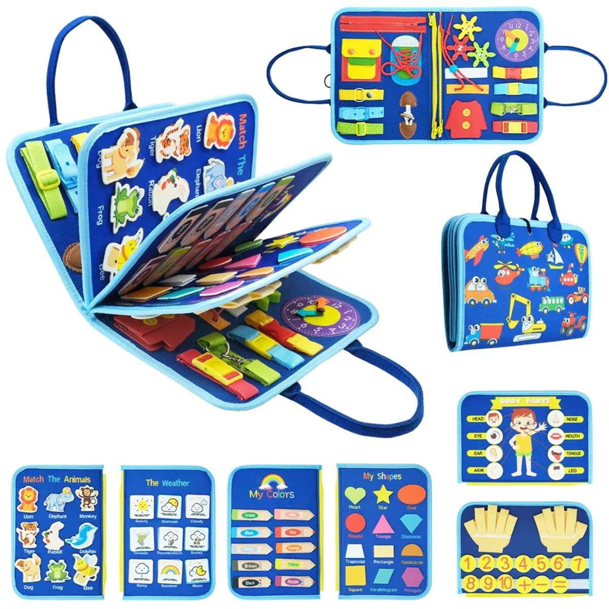 Busy Board Montessori-speelgoed voor peuters, Busy Book educatief sensorisch speelgoed, reisspeelgoed voor peuters, ontwikkelt fijne motoriek, verjaardagscadeau voor meisjes en jongens, Stijl B