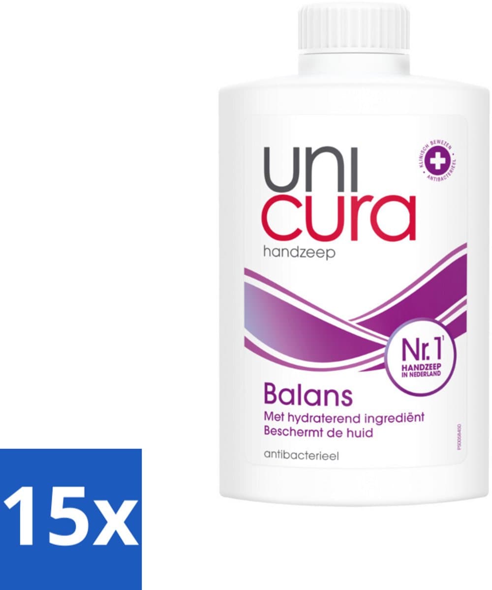 Unicura – Vloeibare Zeep Navulling – Balans – 250 ml - Bulkverpakking - 15 stuks