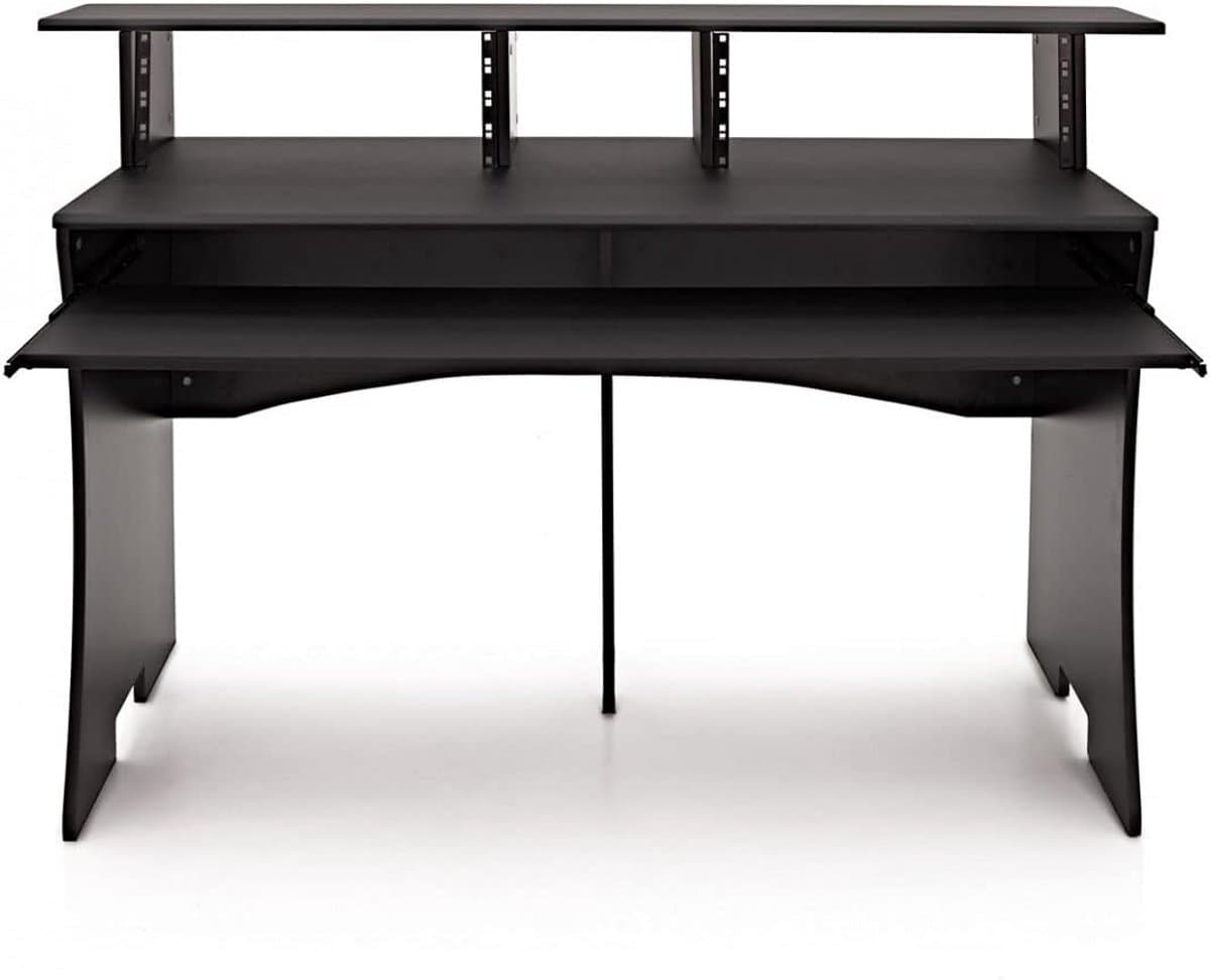3-Laags Studio Werkstation voor Muziekproductie met 2x 4U Rack en Monitorverhoging
