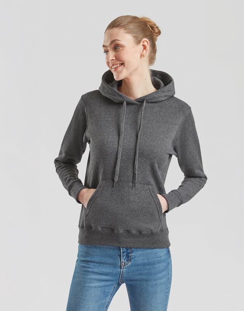 Fruit Of The Loom LADIES CLASSIC HOODED SWEAT Dames Trui met capuchon - gemêleerd donkergrijs - S
