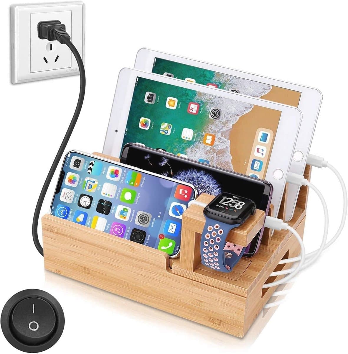 Meervoudig USB-laadstation voor Smartphones en Tablets van Bamboe