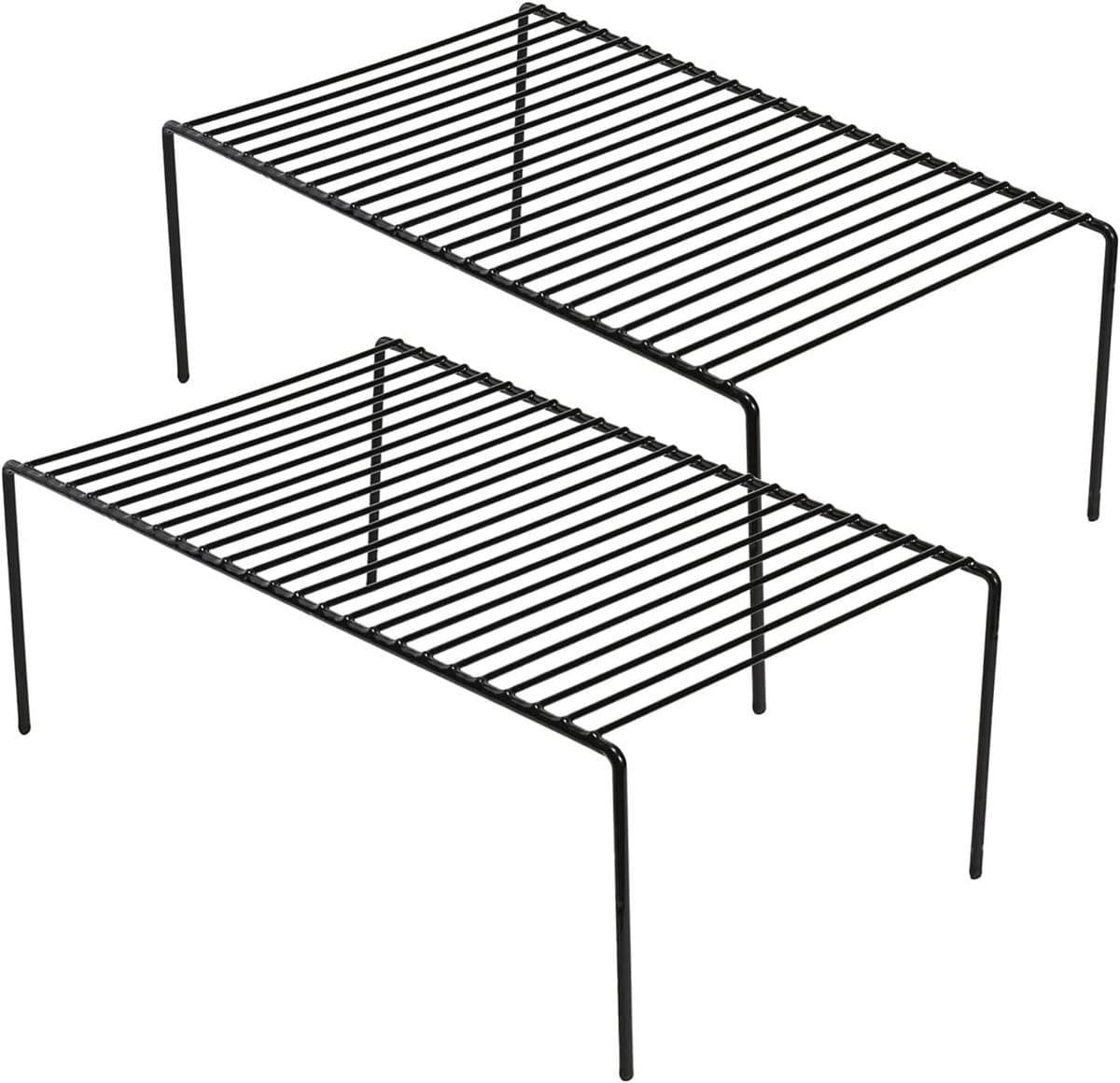 Keukenkast Organizer Set van 2 - Medium Metalen Vriezer Plank Rack voor Perfecte Ruimteorganisatie - Zwart