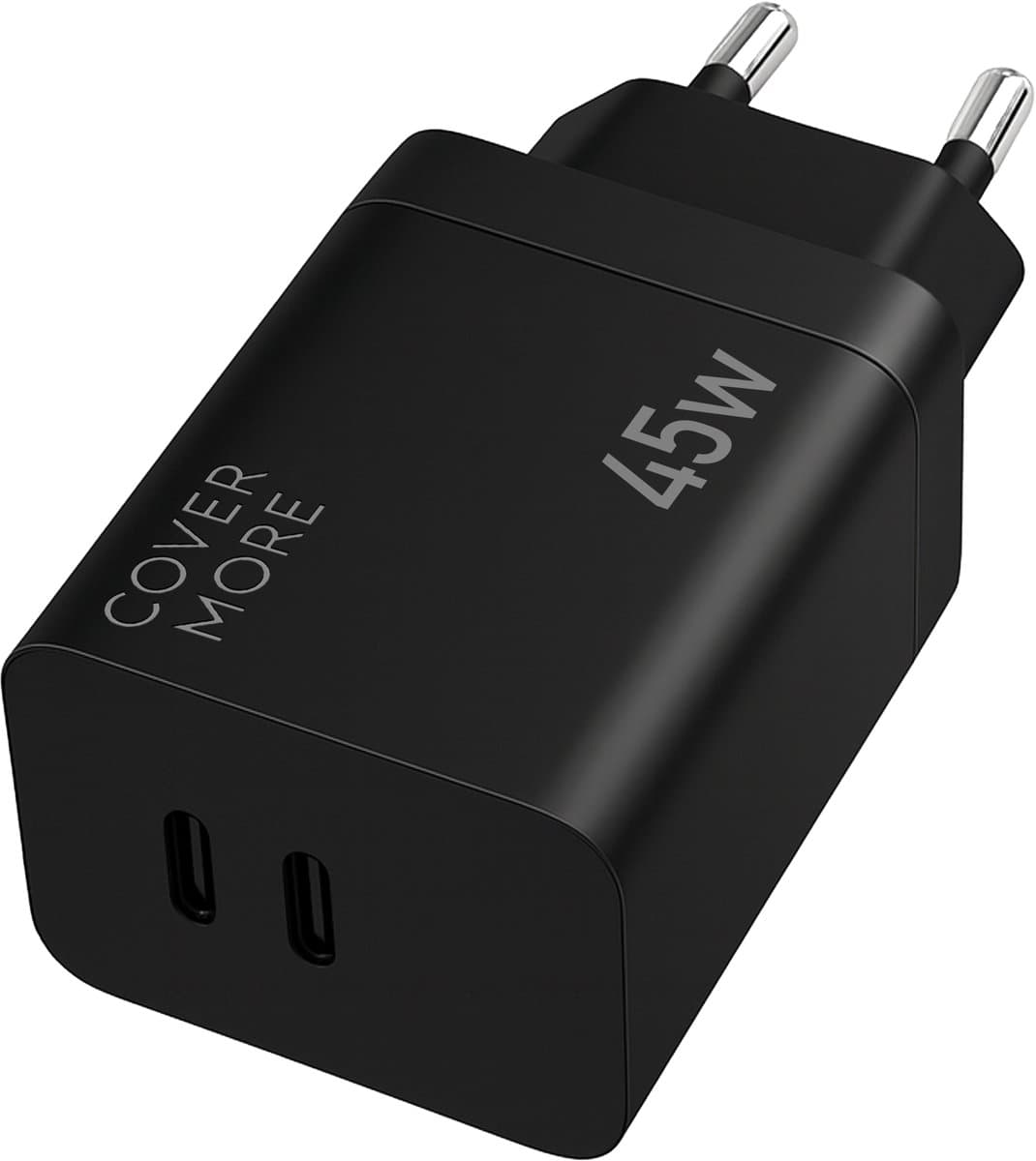 45w usb C power adapter met 2 poorten - Snellader - Usb C oplader - Dynamisch vermogen tot 45 watt - Super fast en quick charge - Voor smartphone, tablet, laptop snelladen met usb C poort