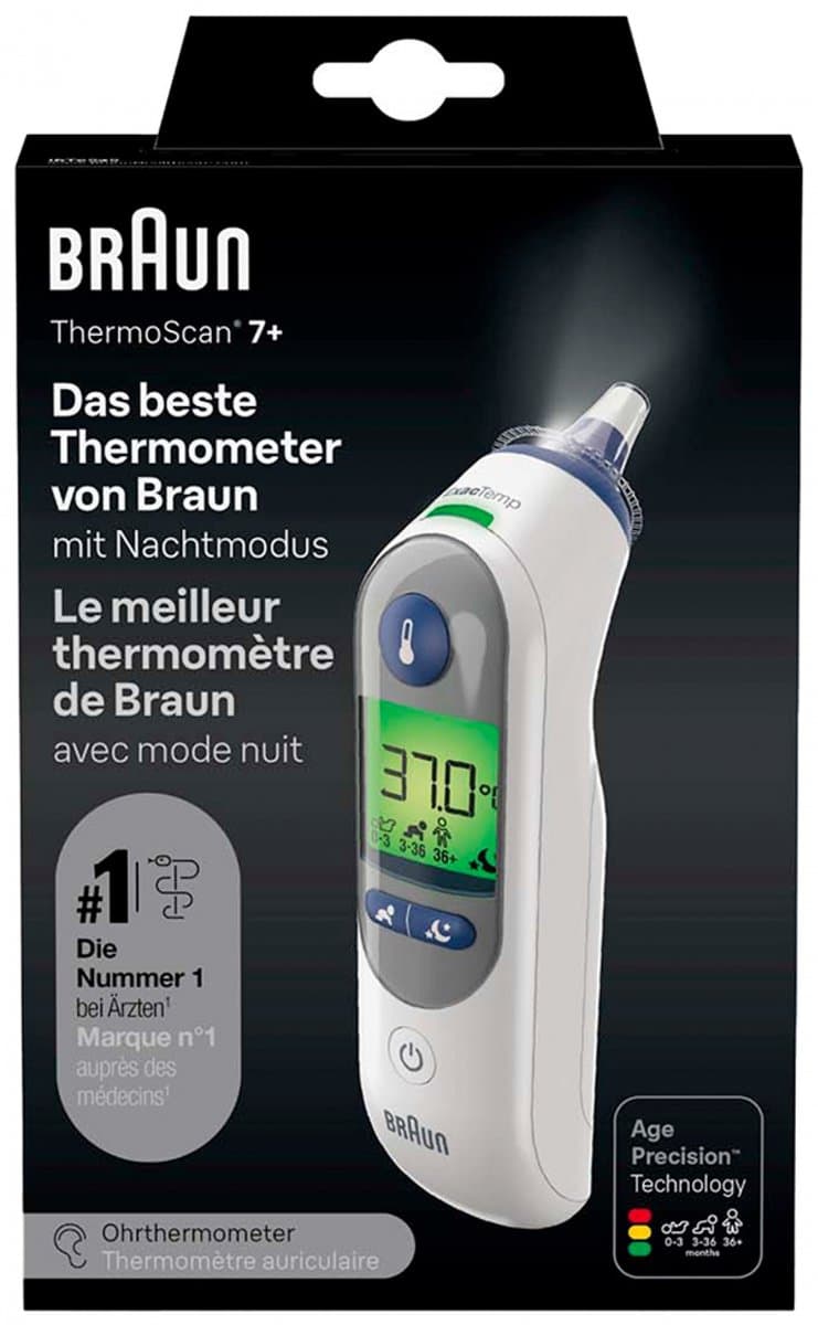 Braun Thermoscan 7+ Oorthermometer met nachtmodus - accessoires inbegrepen