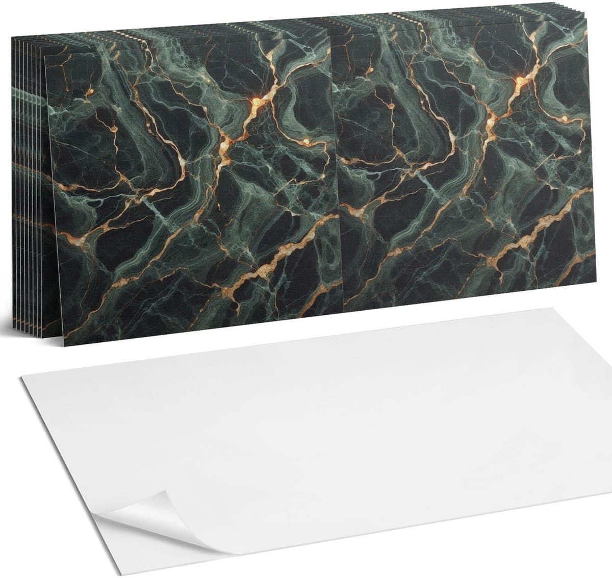 Coloray Plaktegels - Marmerpatroon met aderen Zelfklevende Wandtegels - 40 cm x 20 cm - Groente Plaktegels - 10 stuks - Rechthoek PVC Tegels - Plaktegels Badkamer - Vloertegels Zelfklevend - Vinyltegels Vloer Zelfklevend - Portugese Tegels
