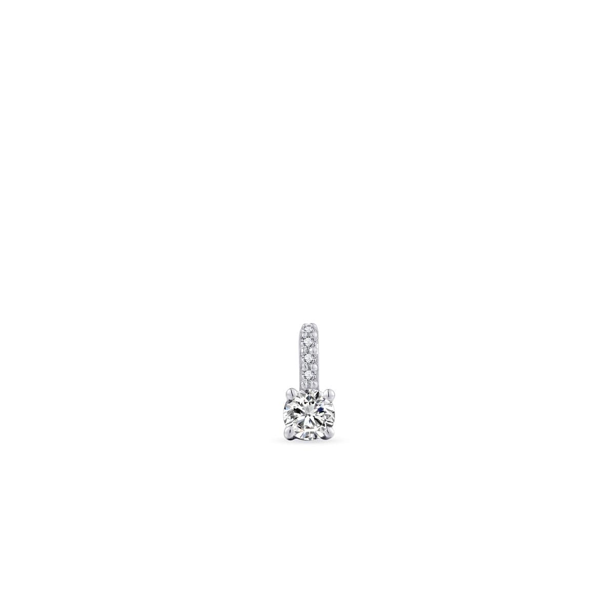 Gisser Jewels - Hanger excl. Collier - Solitaire gezet met Zirkonia Steen - 4mm Breed - Gerhodineerd Zilver 925 - P1083 - Sieraad - Dames - Fantasie