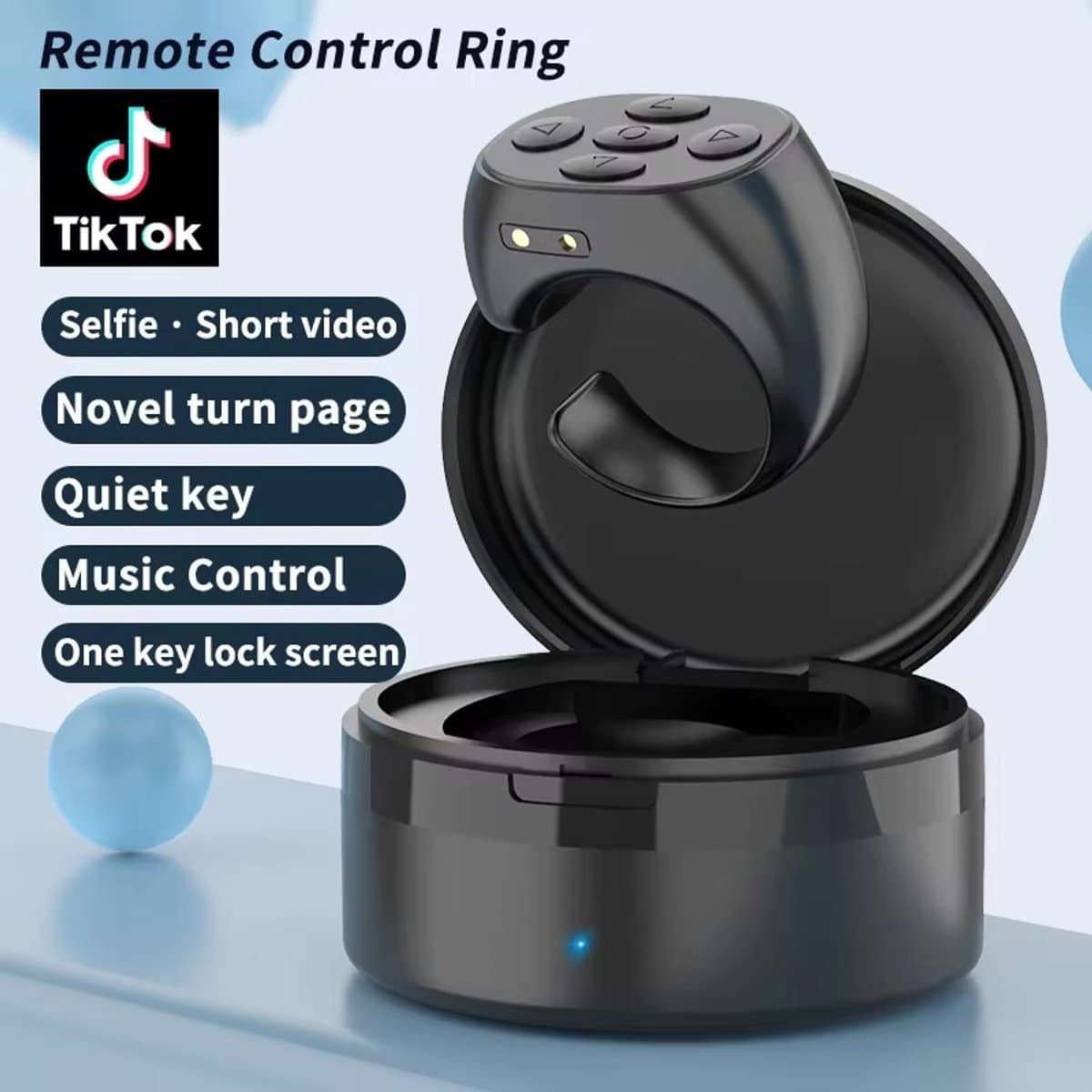 TikTok Smart Ring - Bediening met één tik - Bluetooth Controller voor iOS - Android - Wit
