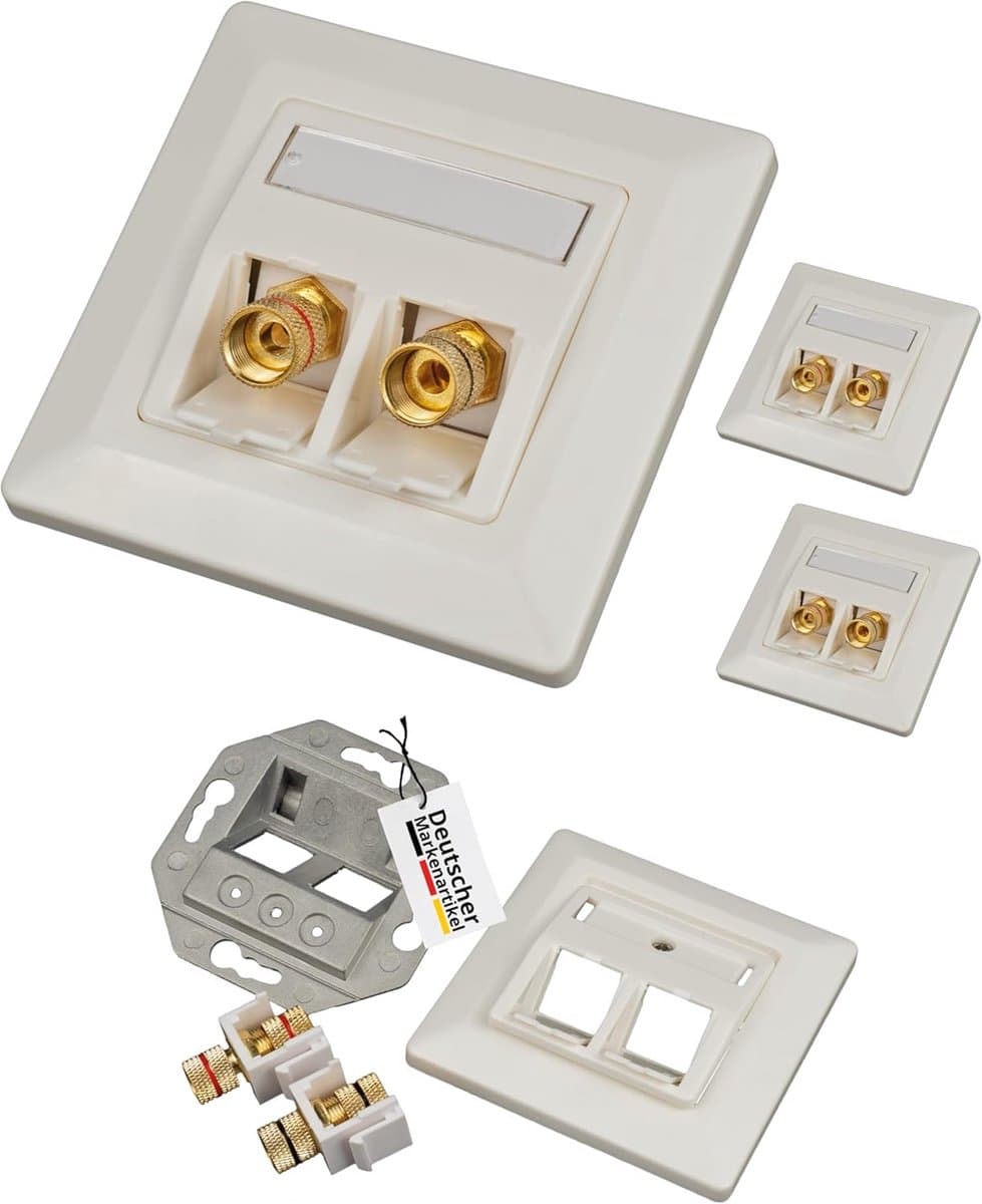 3x Luidspreker Aansluitdoos Keystone Module met Banaansteker Bus en Poolklemmen Rood/Zwart