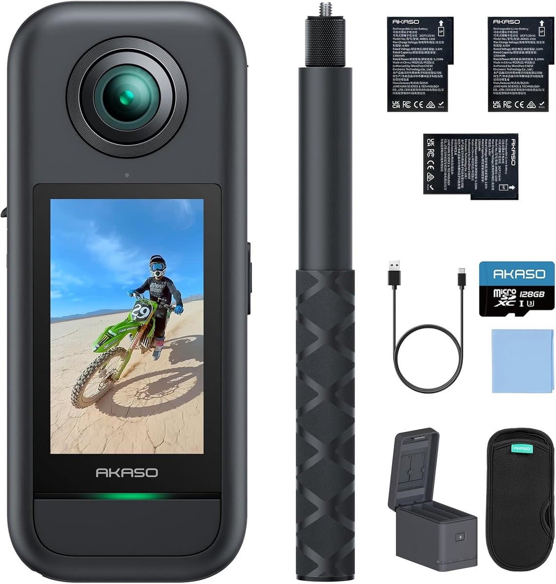 360 Graden Actiecamera Set met 5.7K Video, 72MP Foto's en Inclusief Geheugenkaart