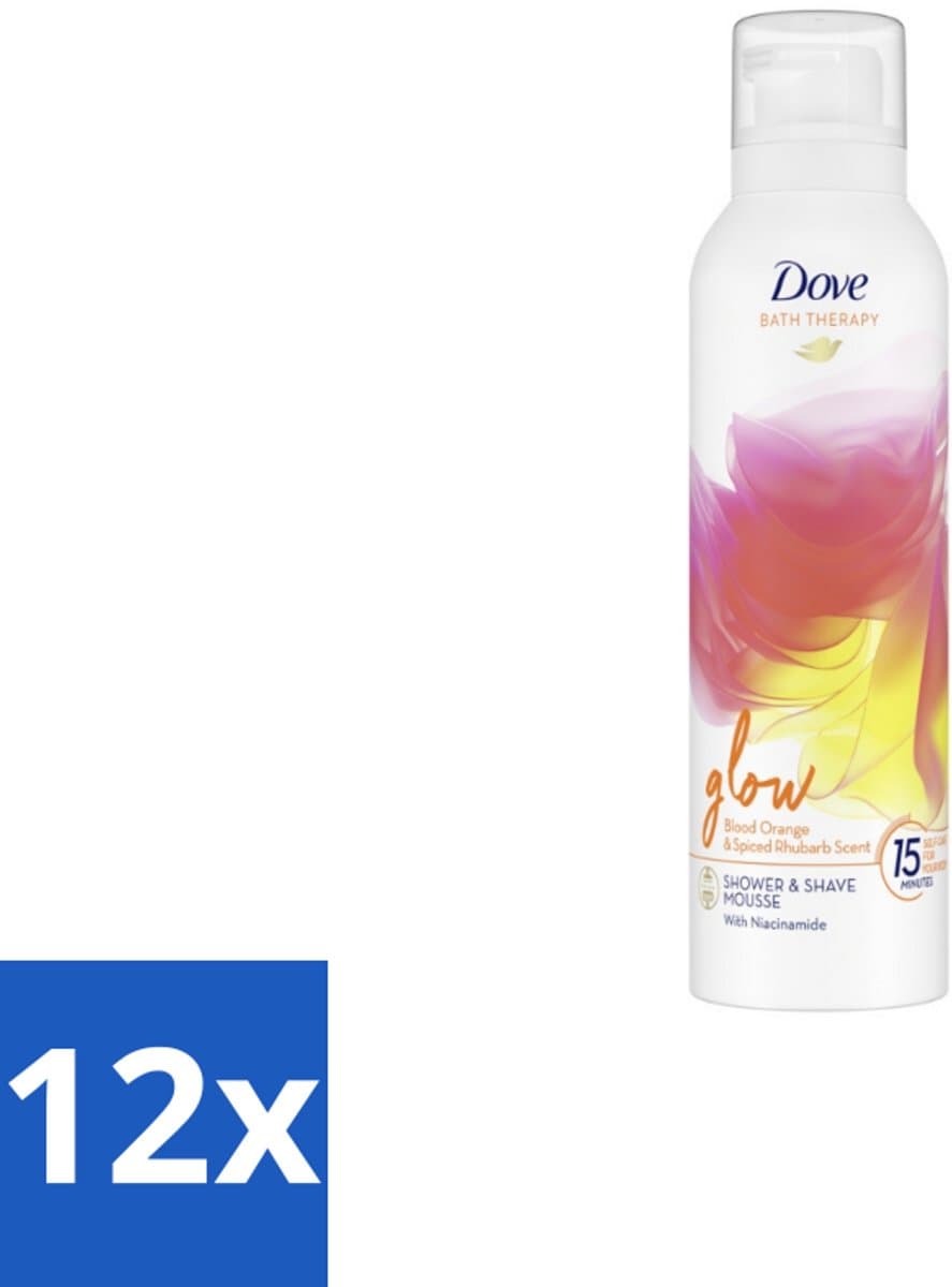 Dove – Douche- & Scheerschuim – Bath Therapy Glow – 200 ml - Voordeelverpakking - 12 stuks