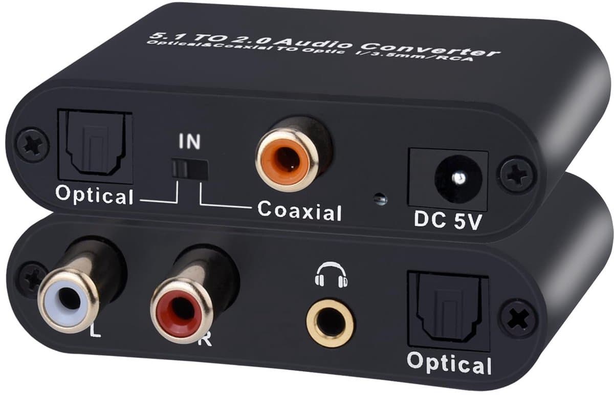 Digitale Audio Converter Optisch Coaxiaal naar Analoge RCA L/R en 3.5mm Jack