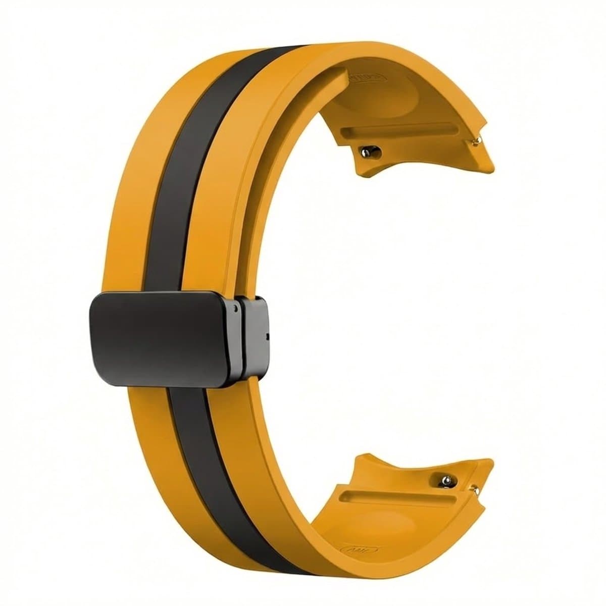 Geel zwart siliconen horlogebandje Geschikt voor serie samsung galaxy watch 7 / 6 / 5 / 5 pro / 4 / FE / ACTIVE / ACTIVE 2 20 mm watch strap Watch sportbandje met contrasterende middenstreep flexibel en waterbestendig