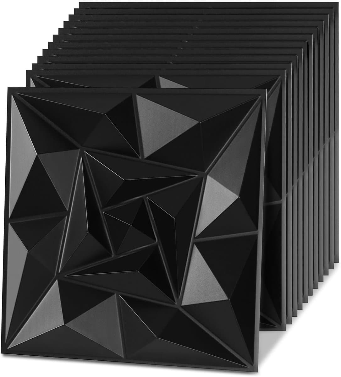 3D Wandpanelen - Wanddecoratie Platen - Muur Verfraaien - Hoge Rigid PVC - 30x30cm 1m2 - Mat Zwart