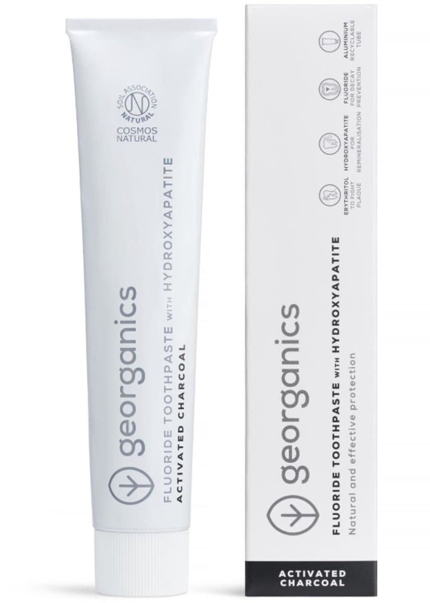 Georganics Toothpaste fluor charcoal tube 75 Milliliter