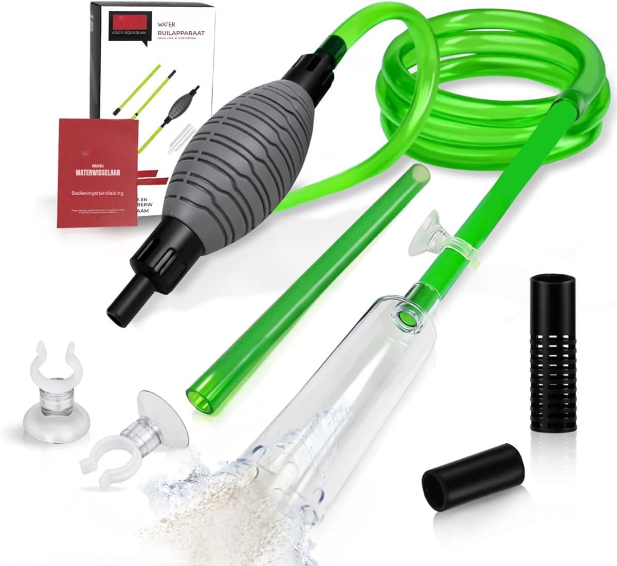 Zyrex® Aquarium Stofzuiger - Bodemreiniger - Gravel Cleaner – Groen - 29cm x 16cm x 8cm