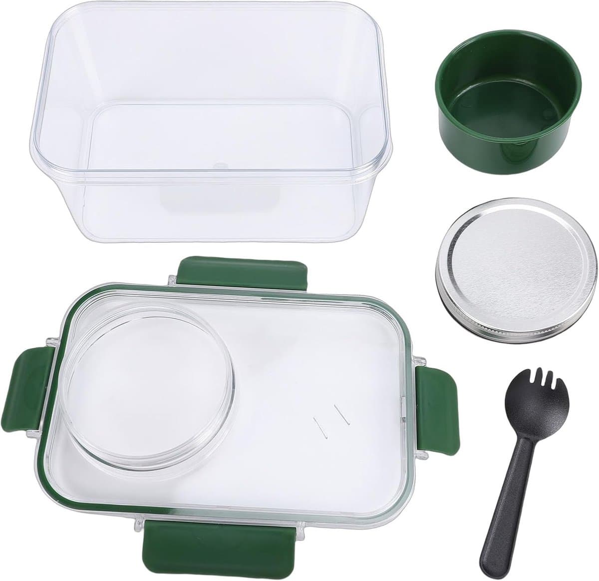 Salade Lunchbox - Snackcontainer To Go - Gezond Eten Onderweg - Apart Kruidenbakje - 22 x 14.5 x 11.5cm