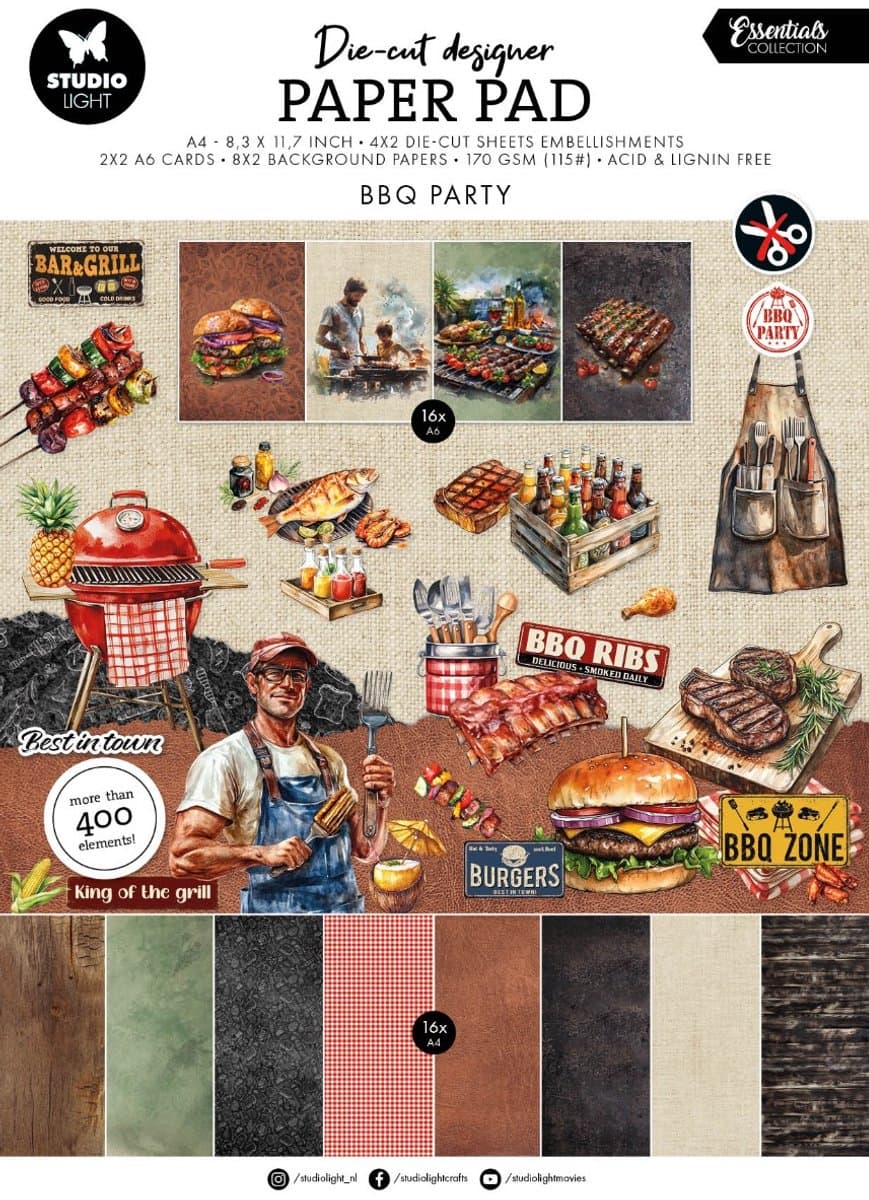 Die cut paper pad BBQ party - Essentials nr. 437