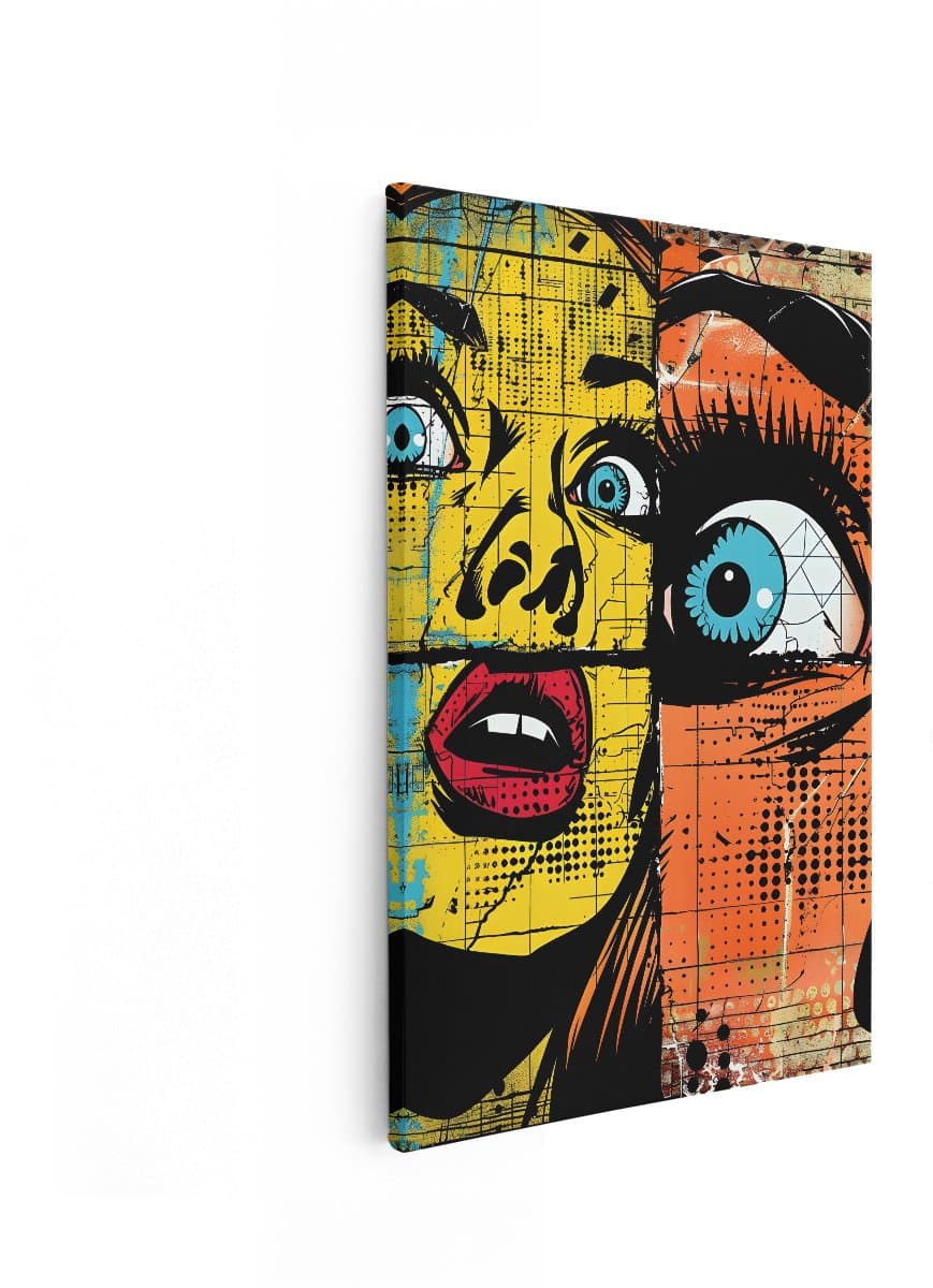 Artaza Canvas Schilderij Pop Art Vrouw - 40x60 cm - Wanddecoratie Vrouwenportret - Muurdecoratie Comic Stijl - Decoratie Retro