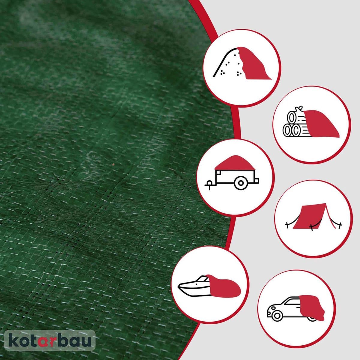 KOTARBAU® Afdekzeil, Polyethyleen, 4 x 5 m, Olijfgroen, 120 g/m2, Waterdicht, Zeil Afdekking, Beschermzeil voor Meubels, Afdekzeil uv-bestendig, Zeil voor bescherming buiten