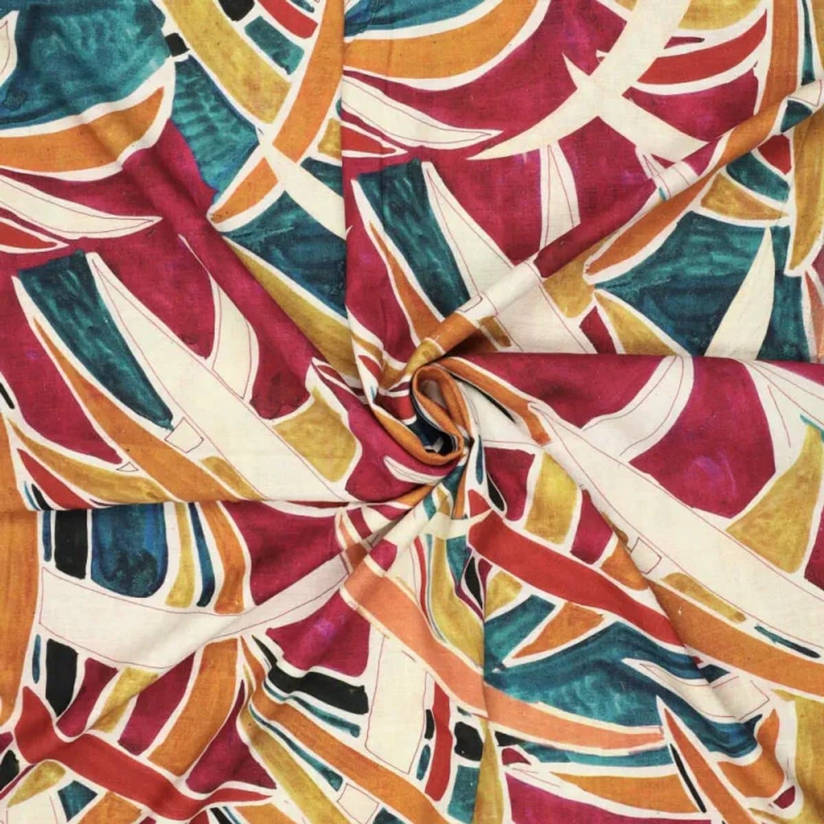 Viscose Linnen Stof met Print – Digi Rio Palmtrees Roze – 80% Viscose 20% Linnen – 140 cm Breed – 180 g/m² – Zomerse Stof per Meter