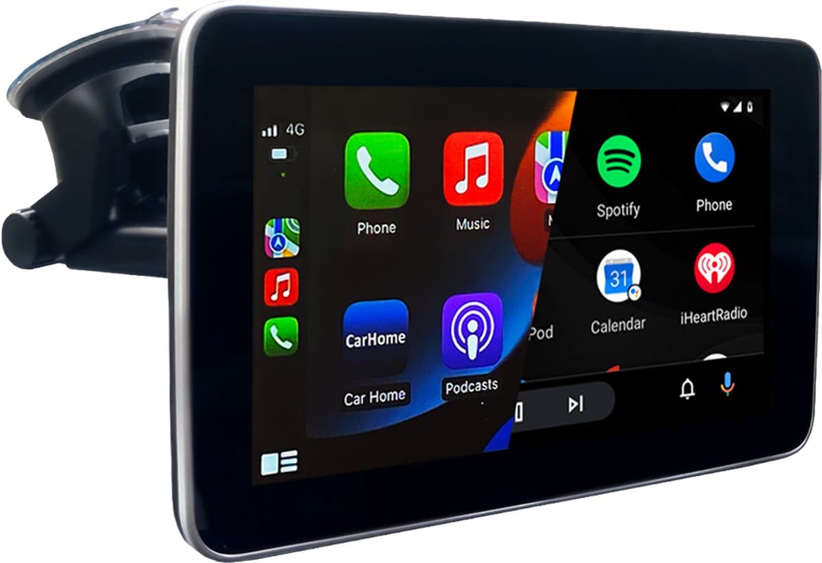 AutoSky 7" Wireless CarPlay & Android Auto Screen with Backup Camera – Portable FM + Bluetooth Dashboard Display for Older Cars with Mirror Link Feature – AutoSky