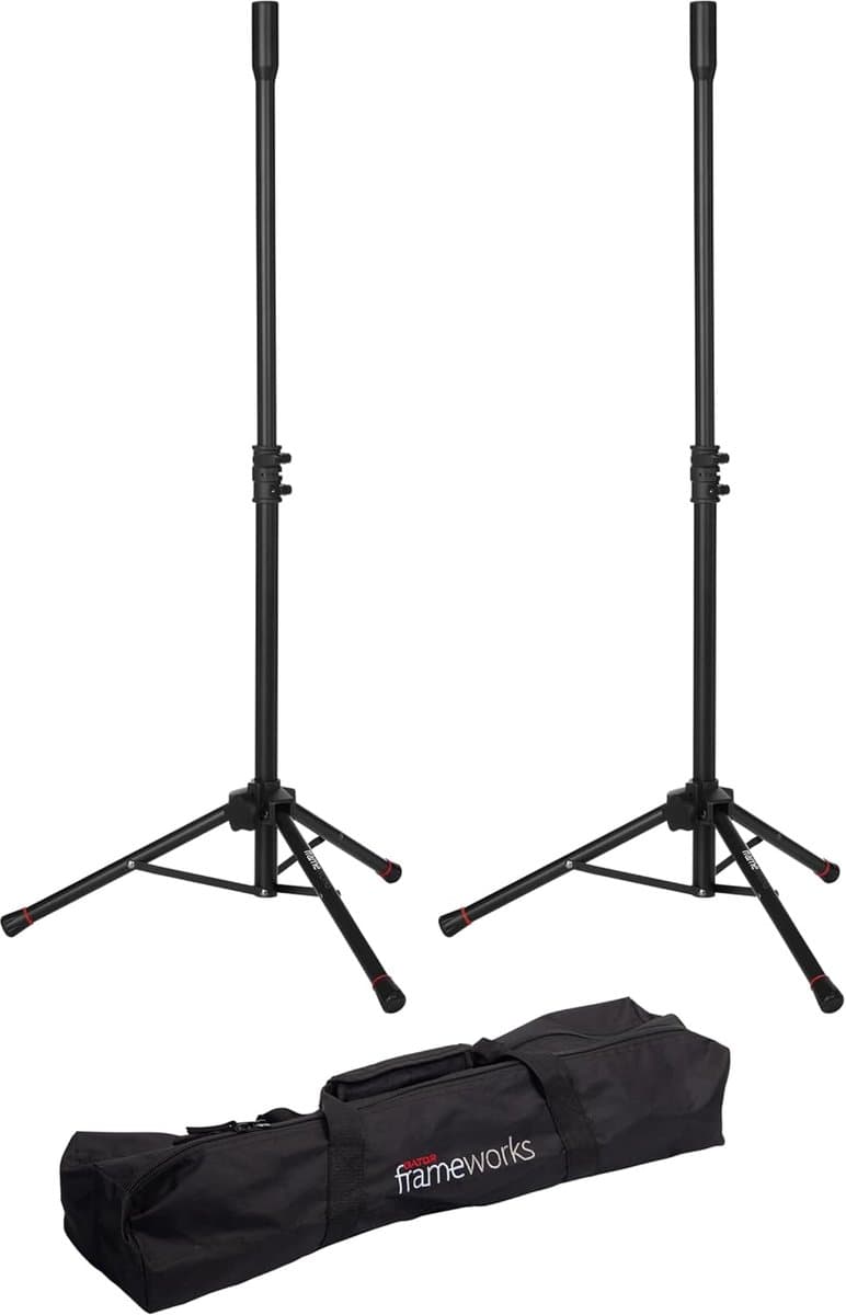 Set van 2 Compacte en Lichtgewicht Mini Driepoot Luidsprekerstatieven met Draagtas