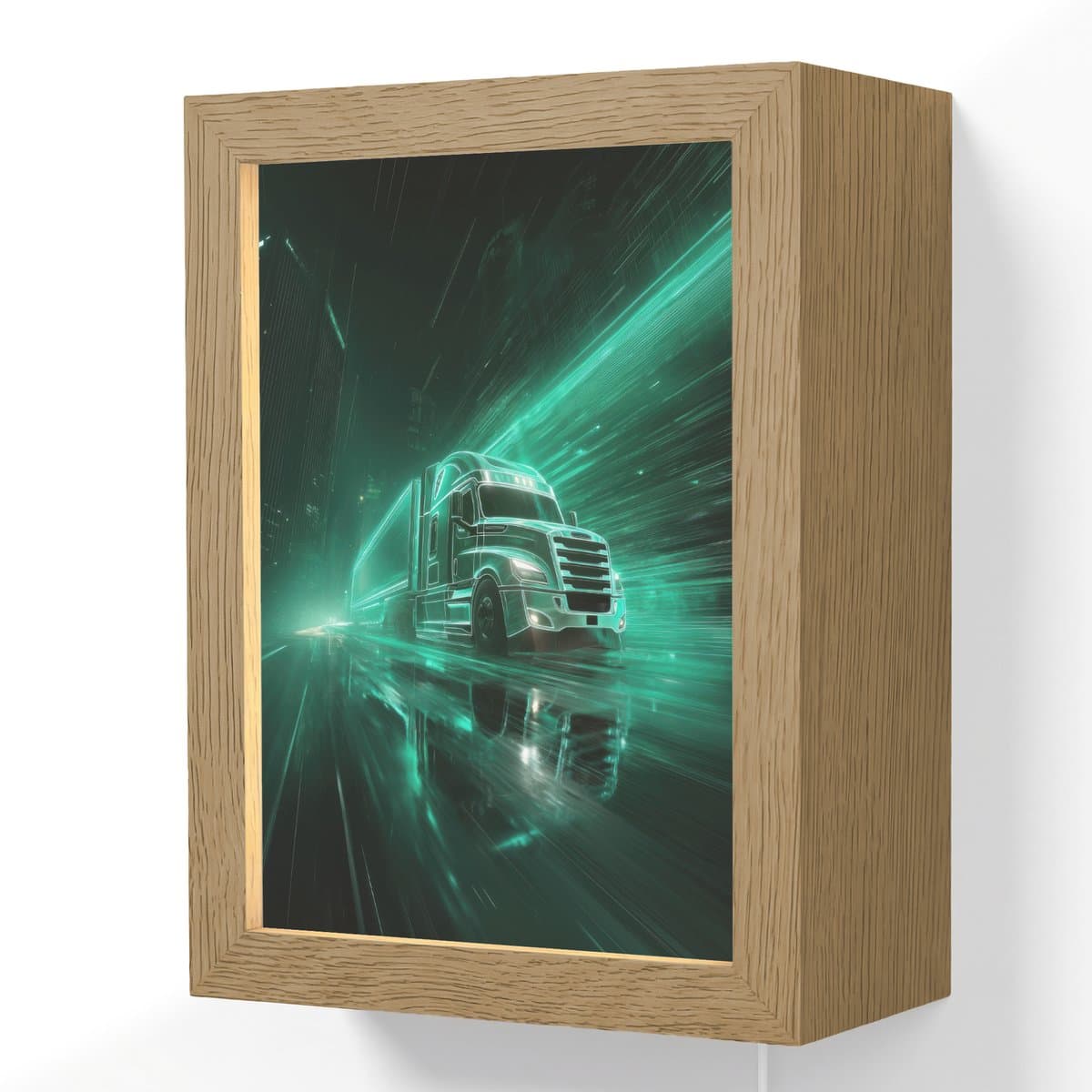 Wandlamp 15x20 cm - Oplaadbaar - Vrachtwagen - Snelheid - Groen - Neon - Wandlampen binnen woonkamer - Slaapkamer lamp met kabel - Decoratieve nachtlamp - Vloerlamp snoer