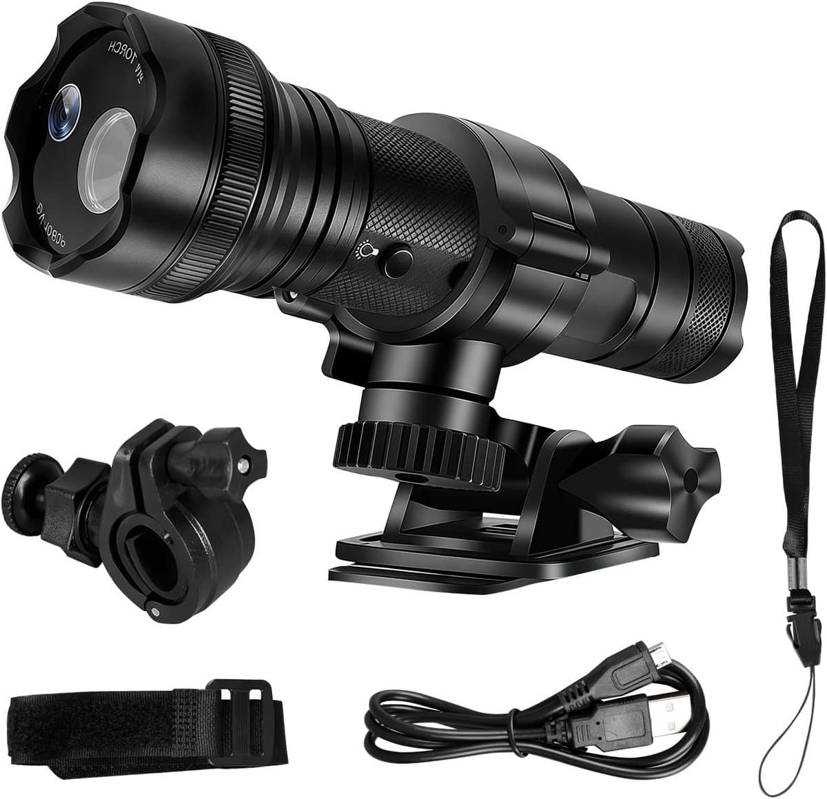 Motorhelm Camera 4K HD Actiecam met 120 Graden Groothoek en Verlichting