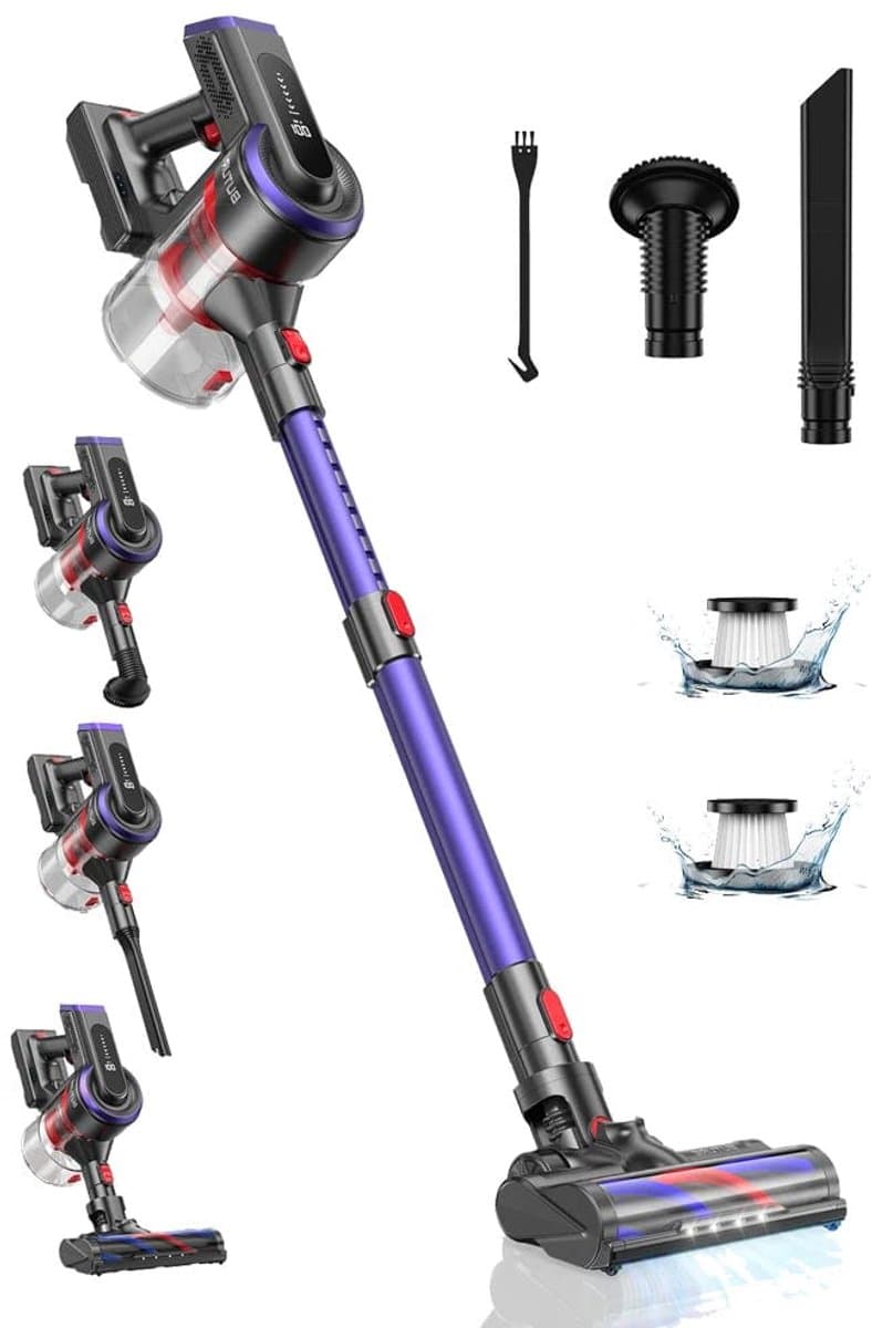 Steelstofzuiger Draadloos - Steelstofzuiger - Stofzuiger - Steelstofzuiger Snoerloos - Krachtige Zuigkracht - 450W - 38KPa - Met Touchscreen - HEPA Filter - Paars